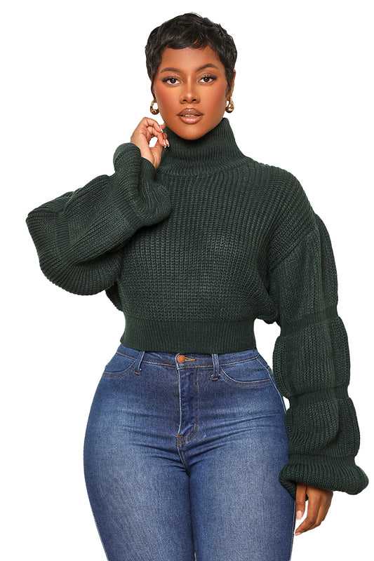 Burst Your Bubble Cropped Sweater (Forest Green)- FINAL SALE