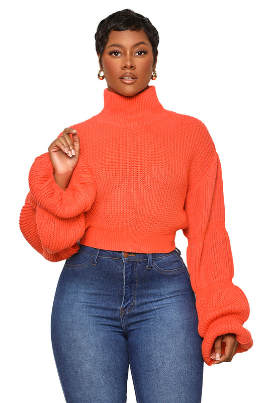 Burst Your Bubble Cropped Sweater (Orange)- FINAL SALE