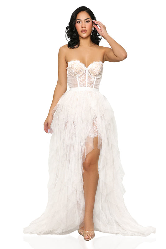 Enchanting Affair Tulle Mini Dress (White)- FINAL SALE