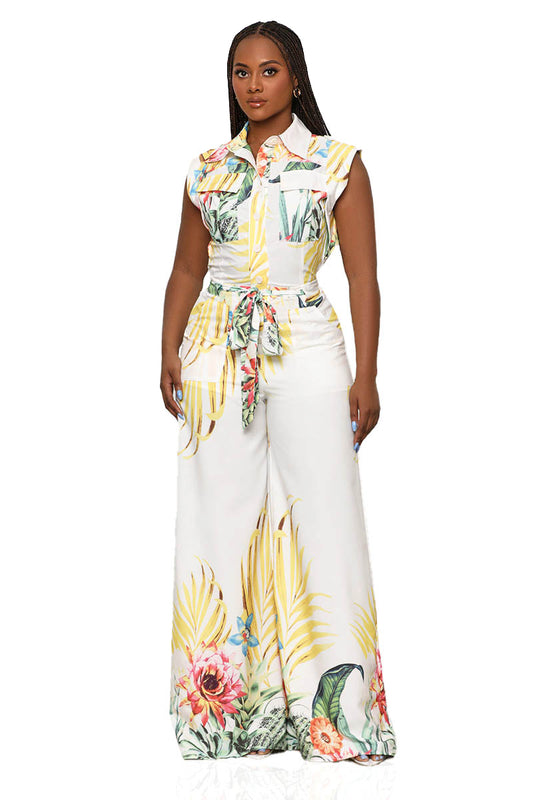 Moments Of Spring Jumpsuit (White Multi)