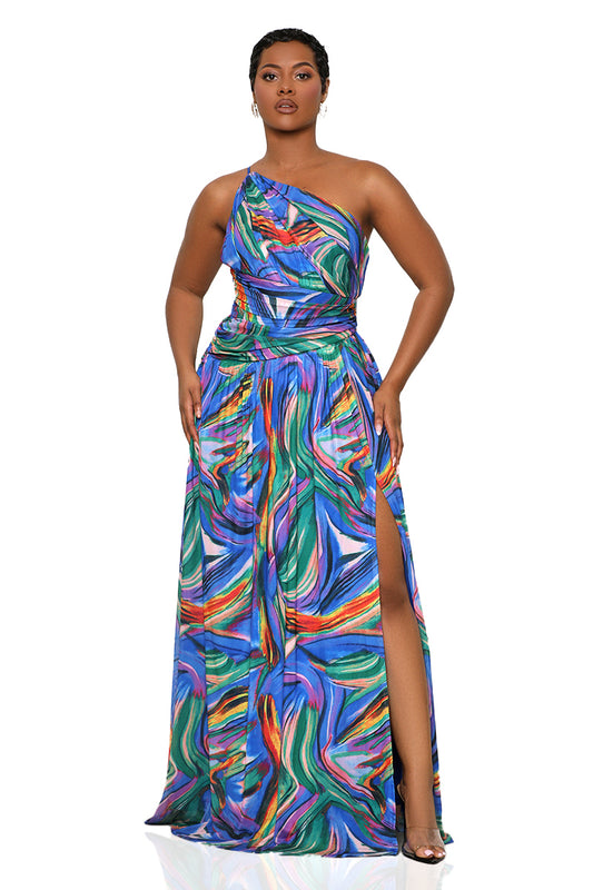 Radiant Summer Maxi Dress (Blue Multi)