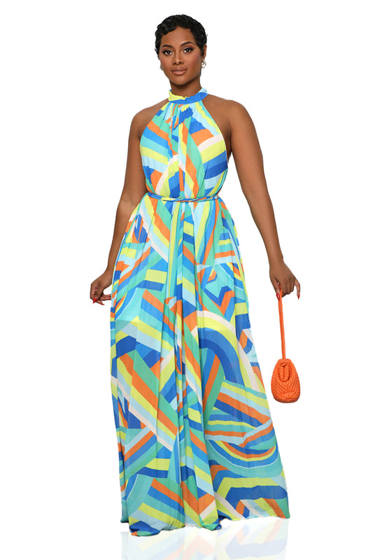 Sunset Breeze Maxi Dress (Blue Multi)