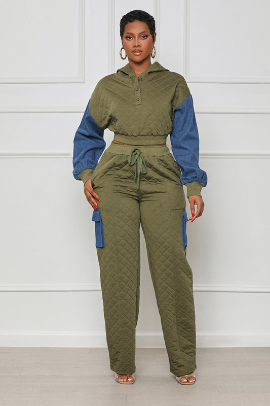 Casually Chic Crop Pants Set (Green Multi)