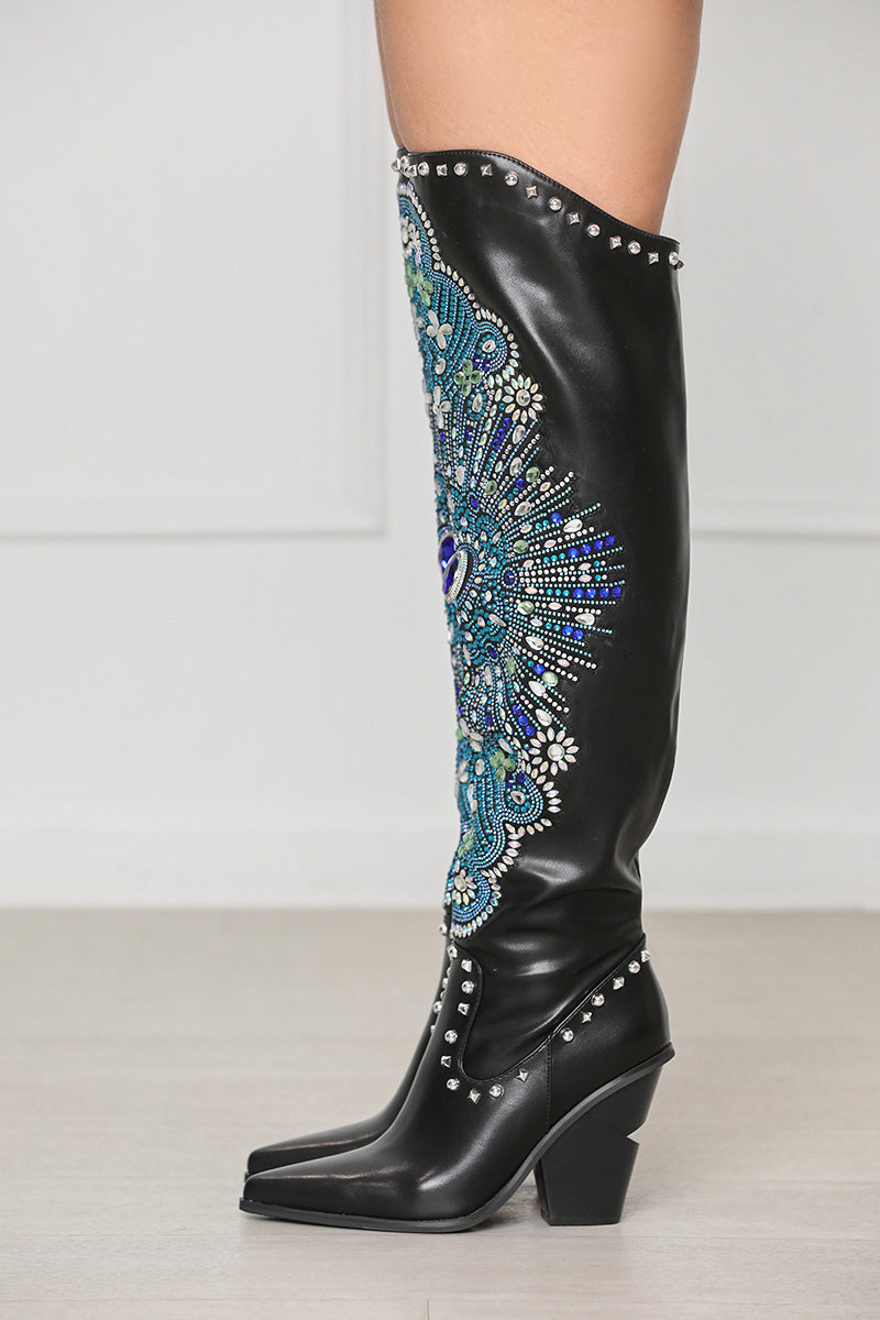 Axel Embellished Boots (Black Multi)