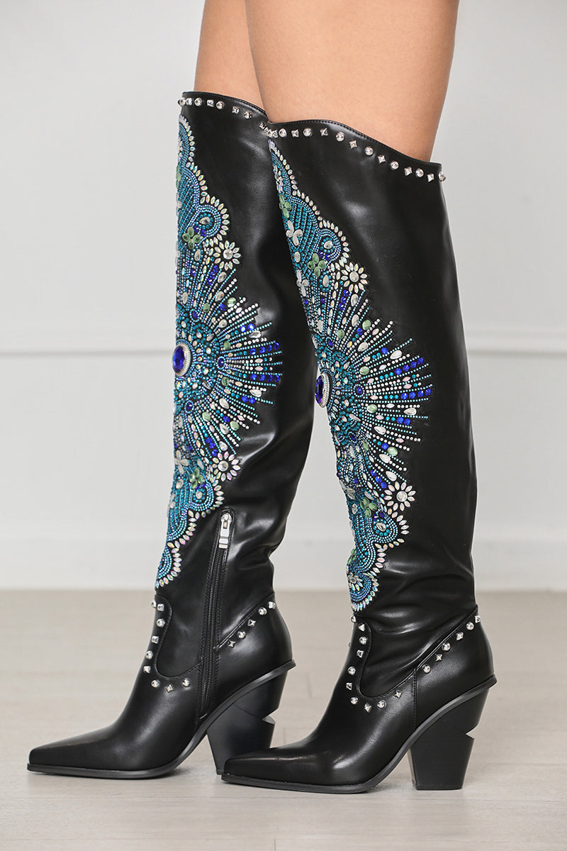 Axel Embellished Boots (Black Multi)