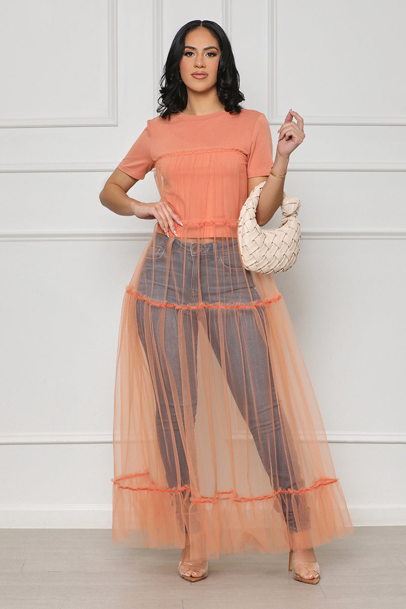 I’m Here Tulle T-Shirt (Peach)