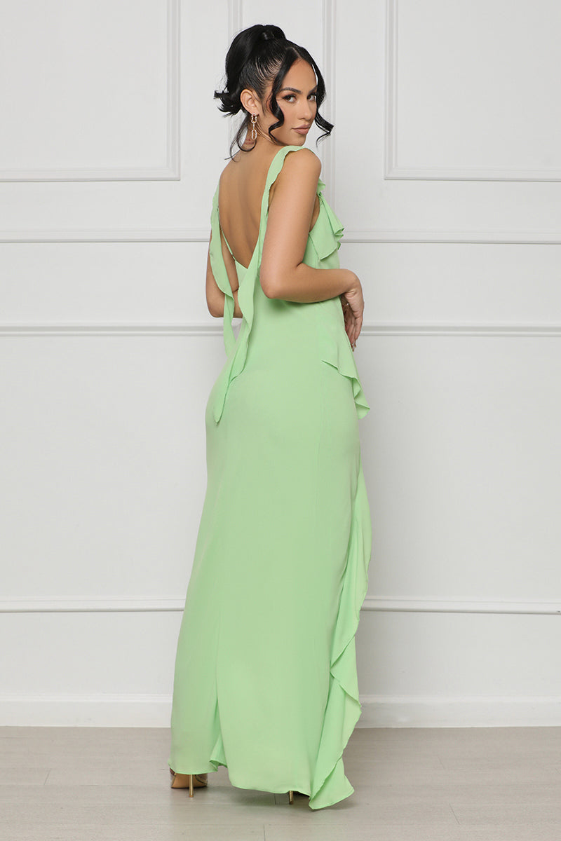 Sensational Ruffle Maxi Dress (Mint Green)