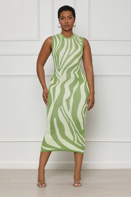 The Wave Midi Dress (Green)