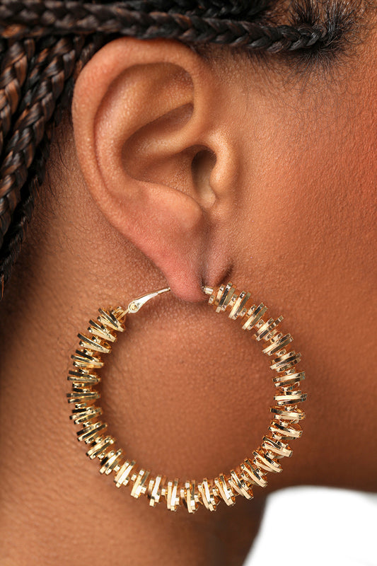 Ridge Hoop Earrings (Gold)