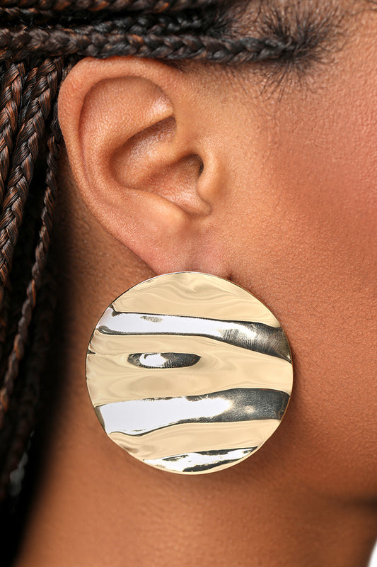 Wavy Gold Disc Earrings