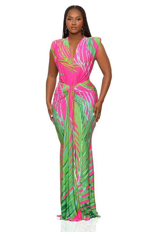 Tropical Day Maxi Dress (Pink Multi)