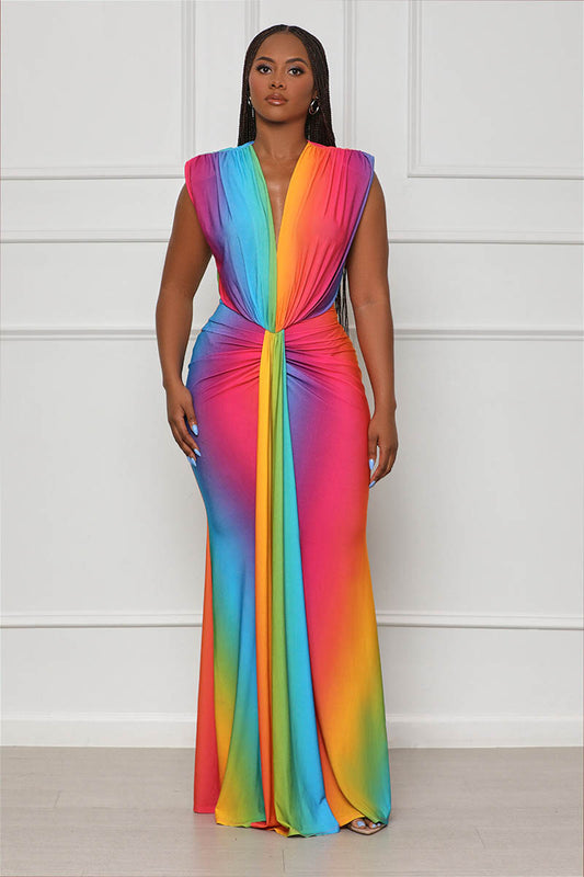 Rainbow Dreams Maxi Dress (Orange Multi)