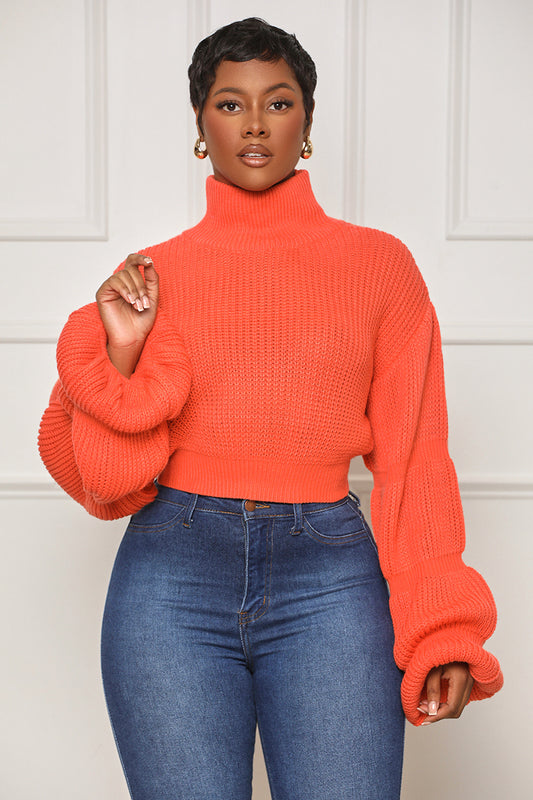 Burst Your Bubble Cropped Sweater (Orange) - Lilly's Kloset