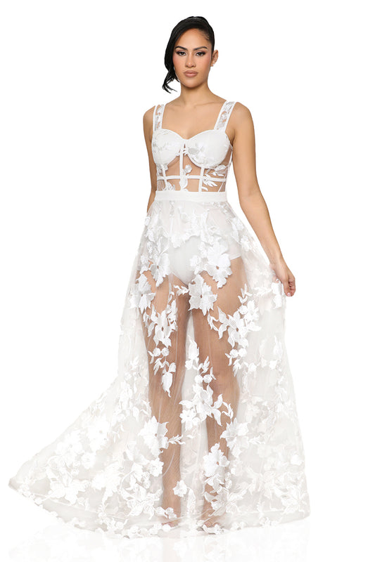 Utopia Lace Maxi Dress (White)