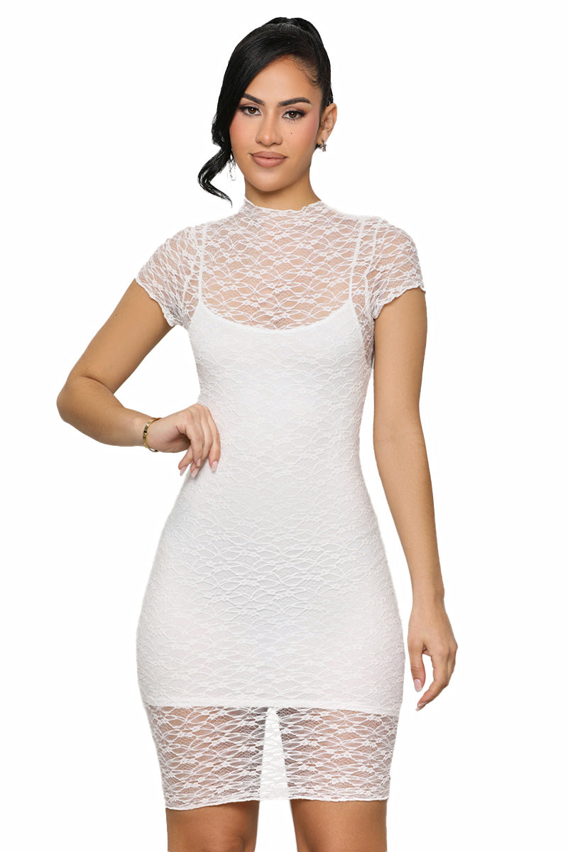 Enchanted Lace Midi Dress (White)