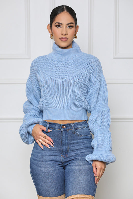 Burst Your Bubble Cropped Sweater (Blue) - Lilly's Kloset