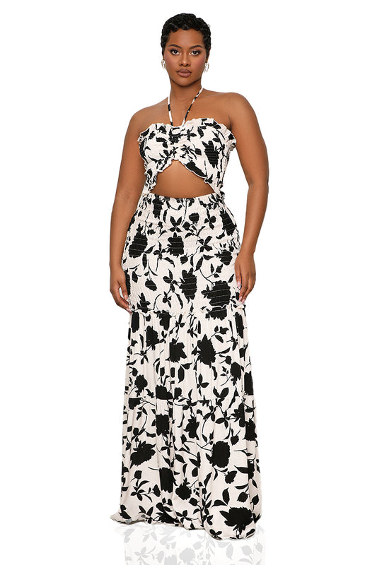 Breezy Blossom Maxi Dress (Black Multi)