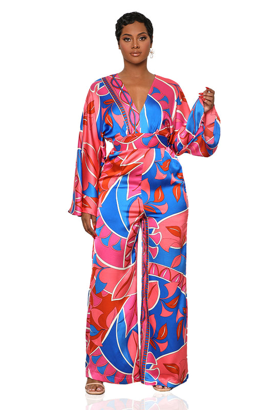 Lady Of The Hour Jumpsuit (Red Multi)