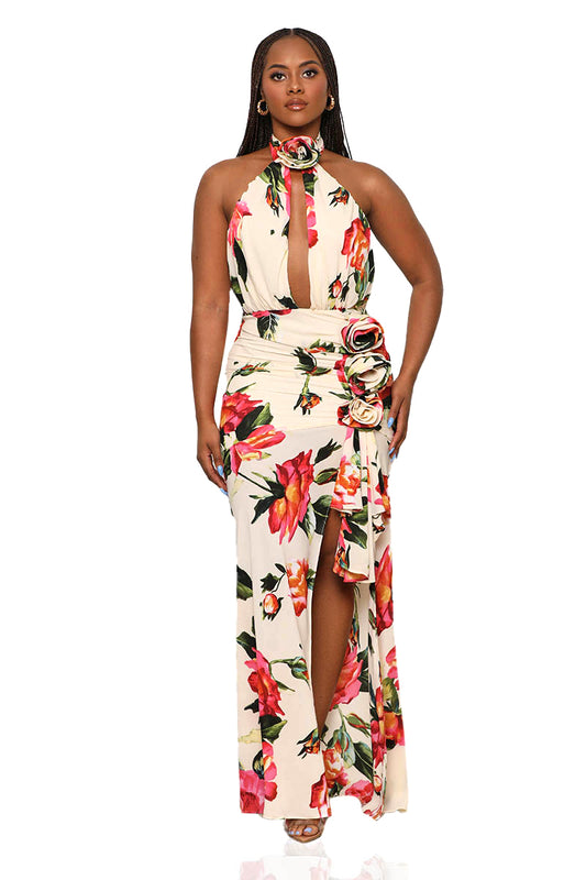 Your Favorite Flower Maxi Dress (Cream Multi)