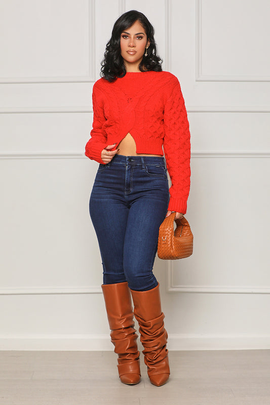Reserved For You Cropped Sweater (Red)
