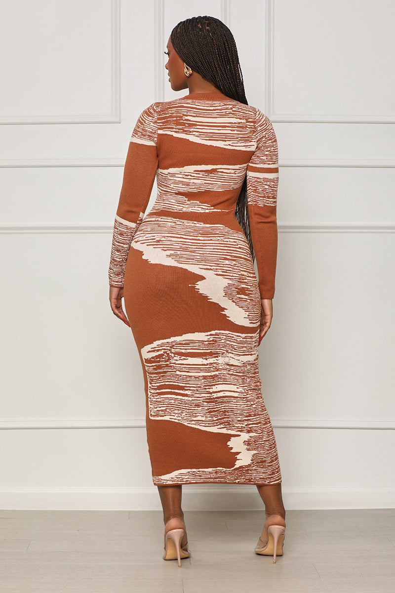 Better Than Good Abstract Dress (Brown Multi)- FINAL SALE