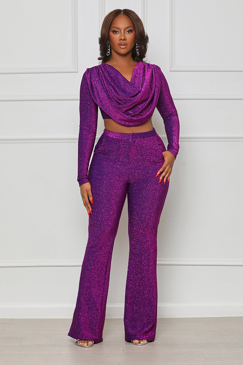 Made To Shine Crop Pants Set (Purple)