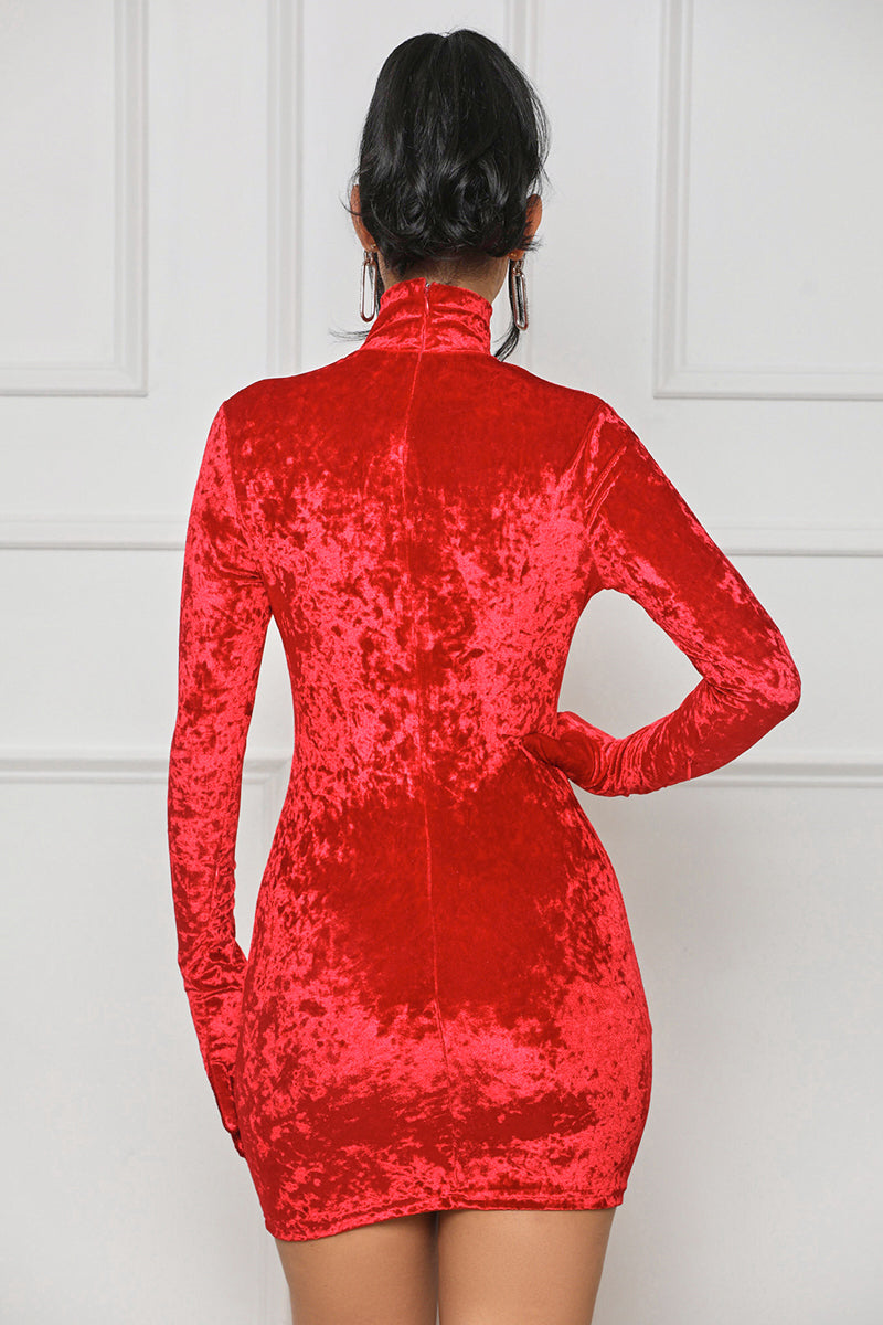 Fits Like A Glove Velvet Mini Dress (Red)