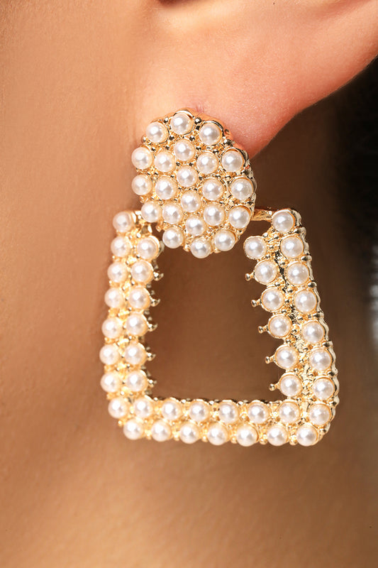 Pearl Geometric Drop Earrings