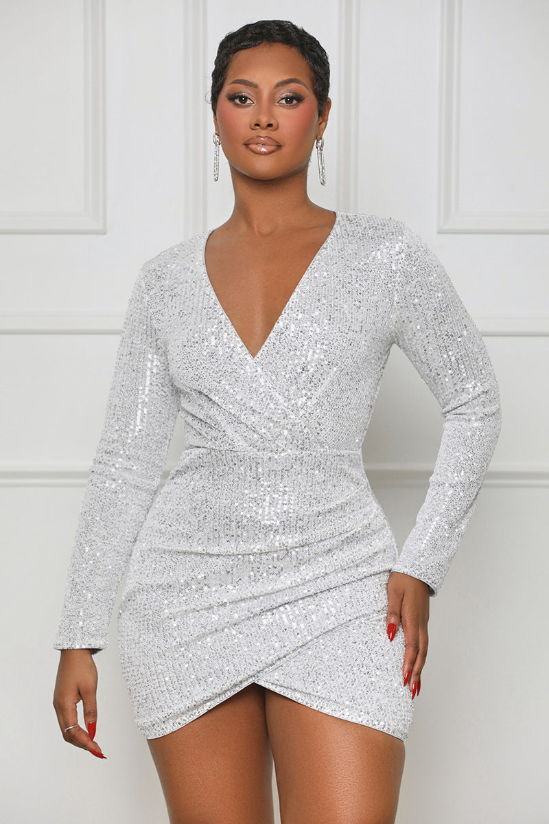 Shine For You Sequin Mini Dress (White Multi)- FINAL SALE