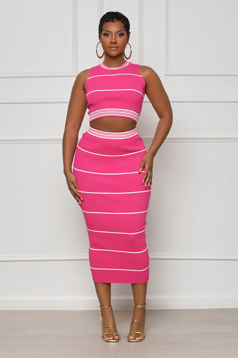Stripe This Way Skirt Set (Pink Multi)