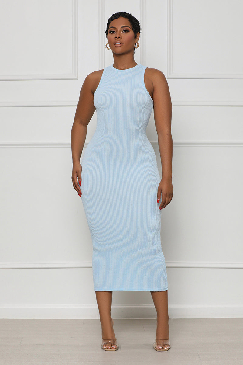 Keep It Simple Midi Dress (Blue)