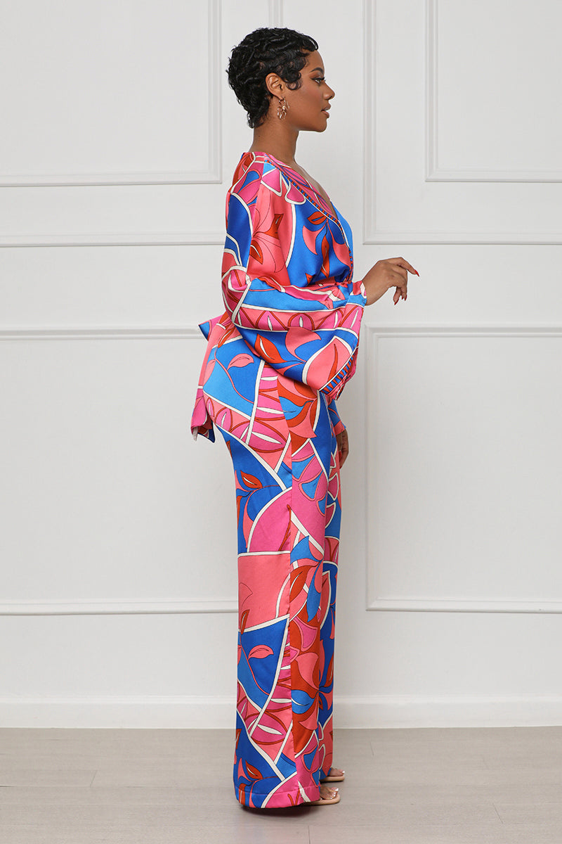 Lady Of The Hour Jumpsuit (Red Multi)