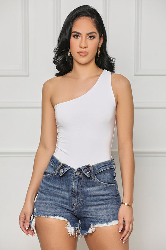 Keep It Smooth One Shoulder Bodysuit (White)