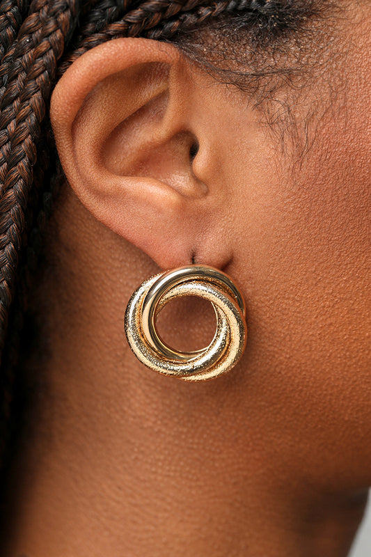 Round Stud Gold Earrings