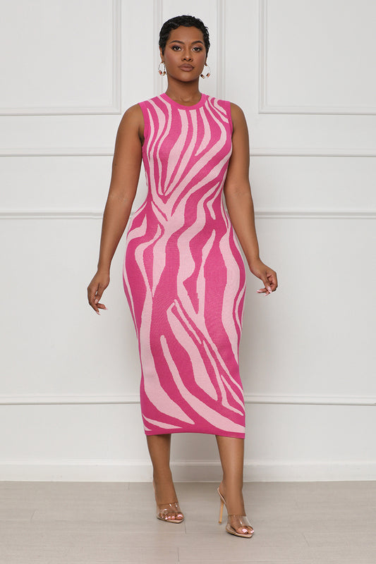 The Wave Midi Dress (Pink)