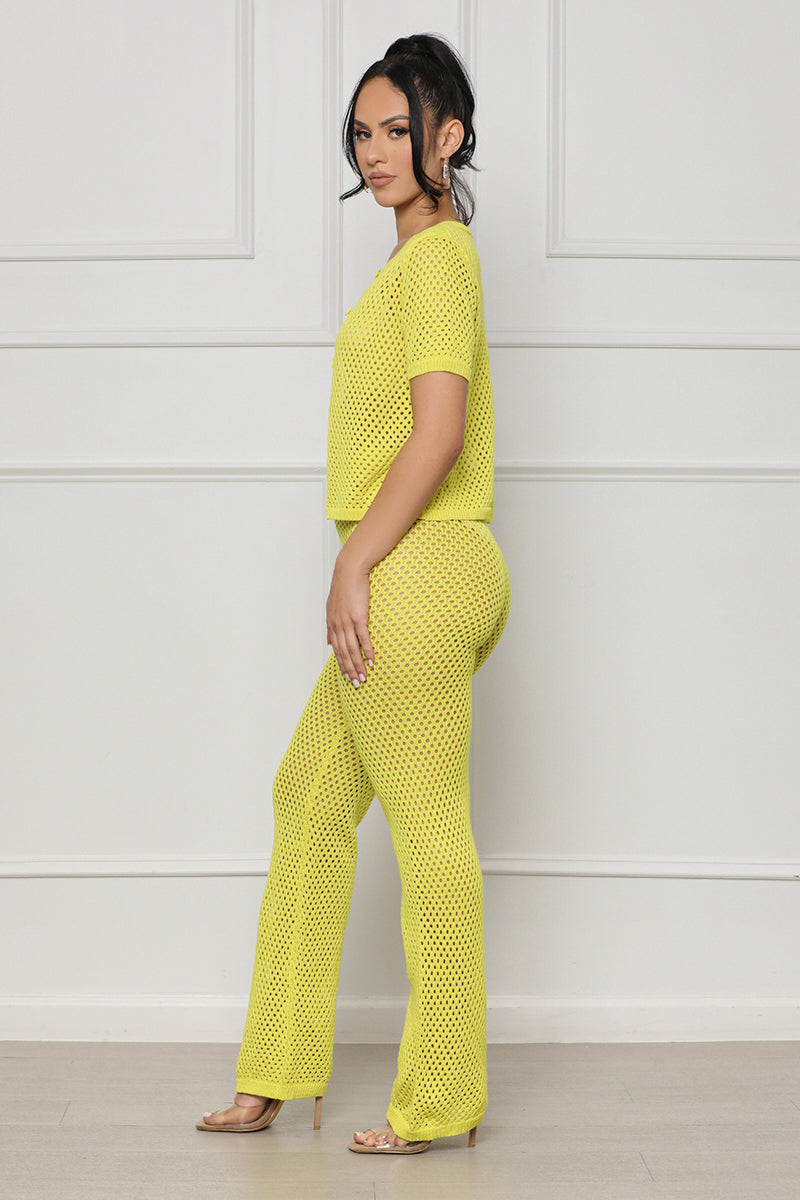 Nothing But Net Pants Set (Lime)
