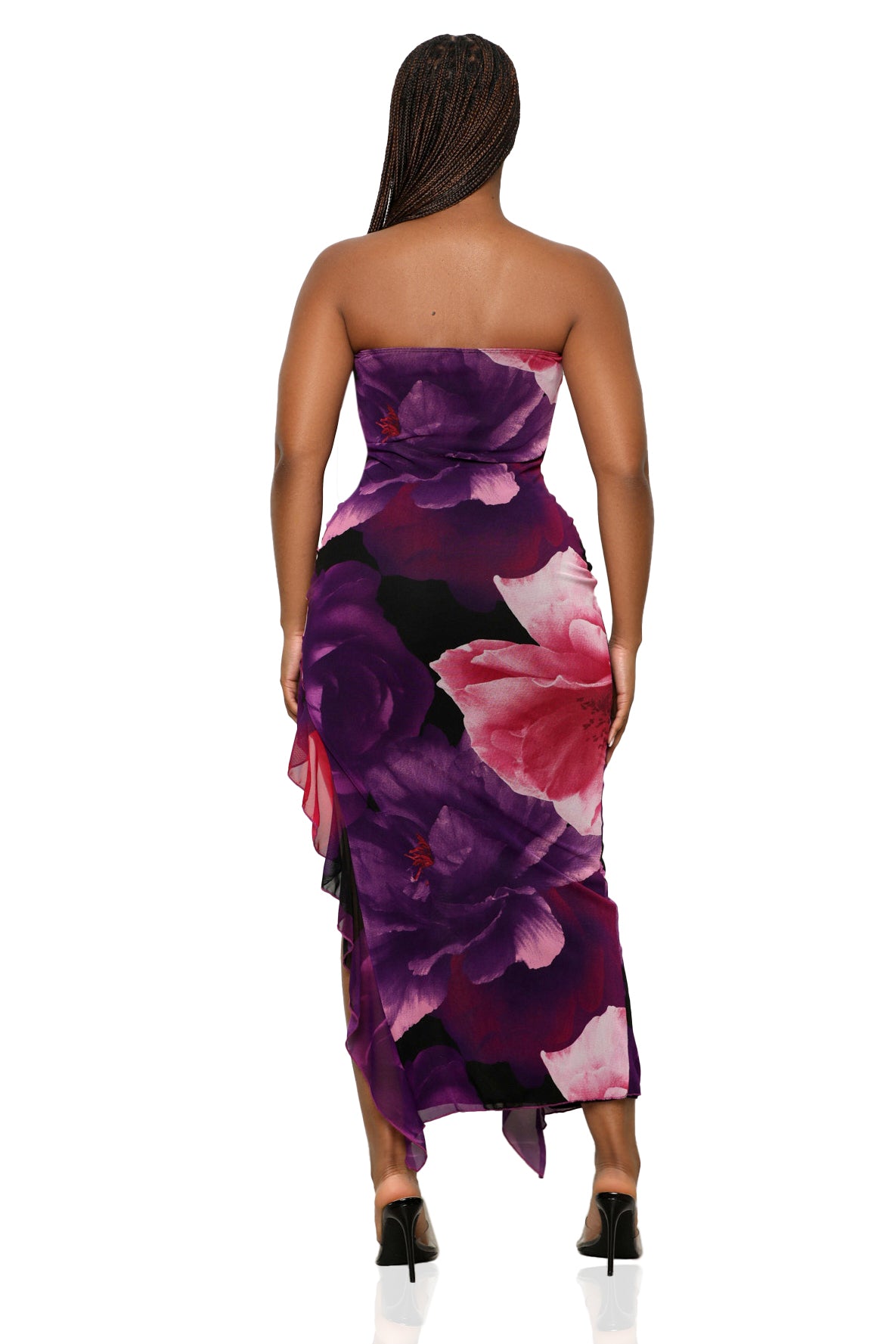Dark Romance High Slit Dress (Purple Multi)