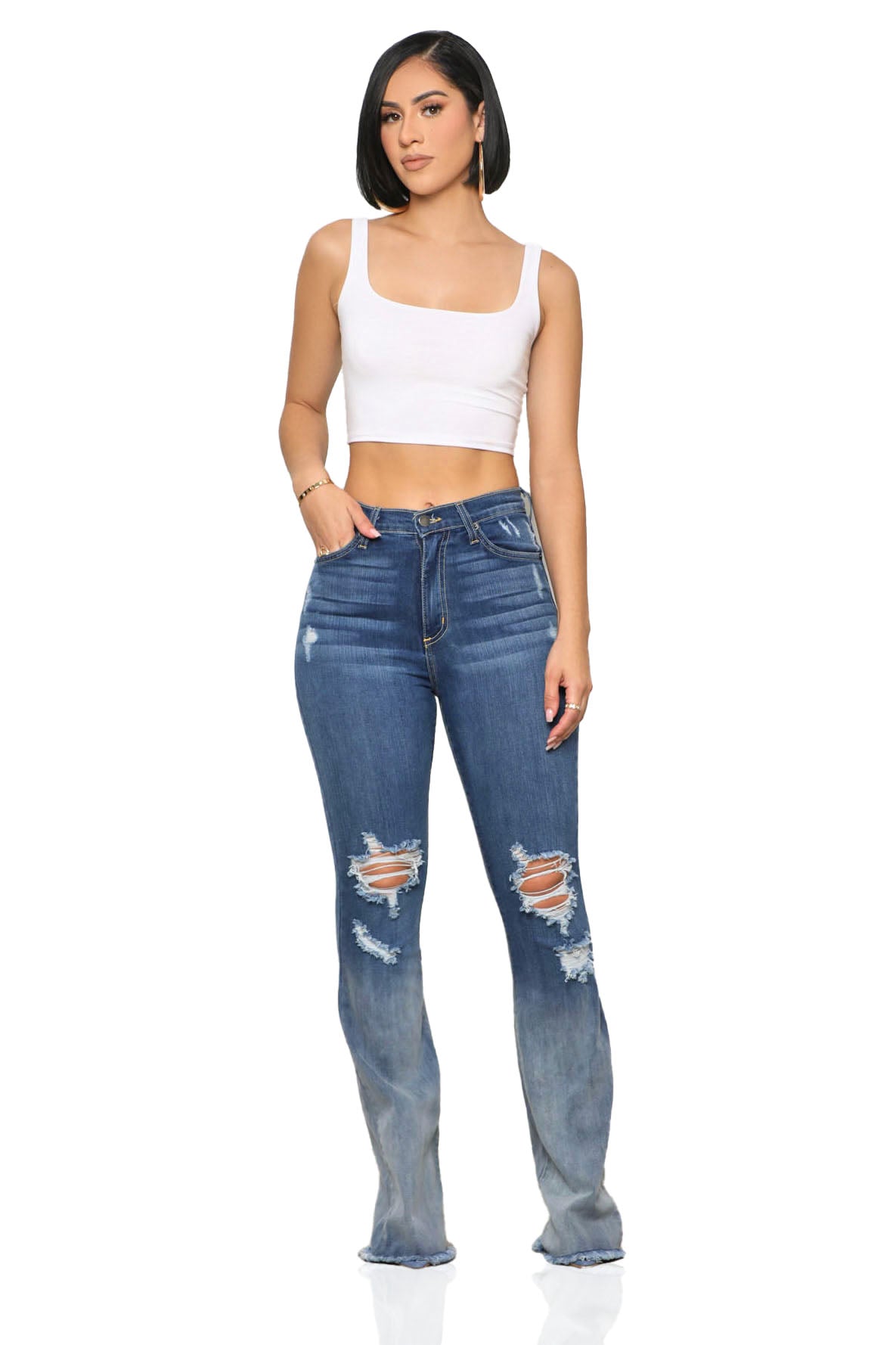 Fade To Light Bell Bottom Jeans