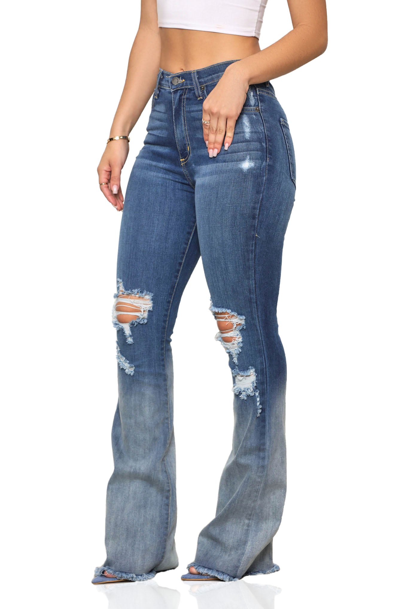 Fade To Light Bell Bottom Jeans