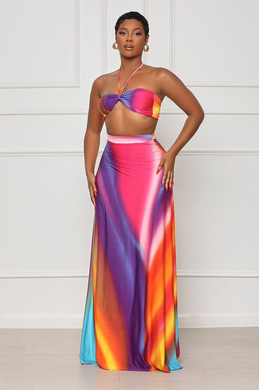 Better For You Ombre Skirt Set (Purple Multi) - Lilly's Kloset