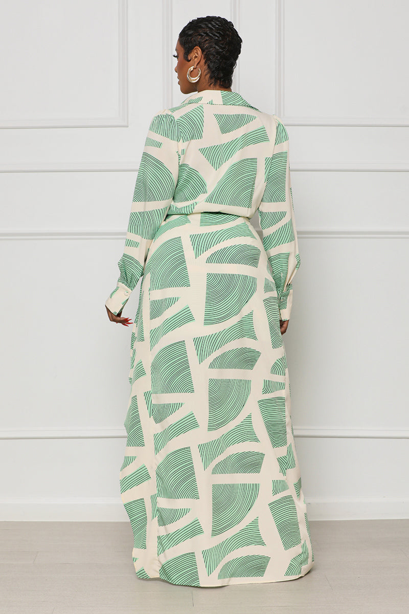 Brunch Date Wrap Midi Dress (Green Multi) - Lilly's Kloset