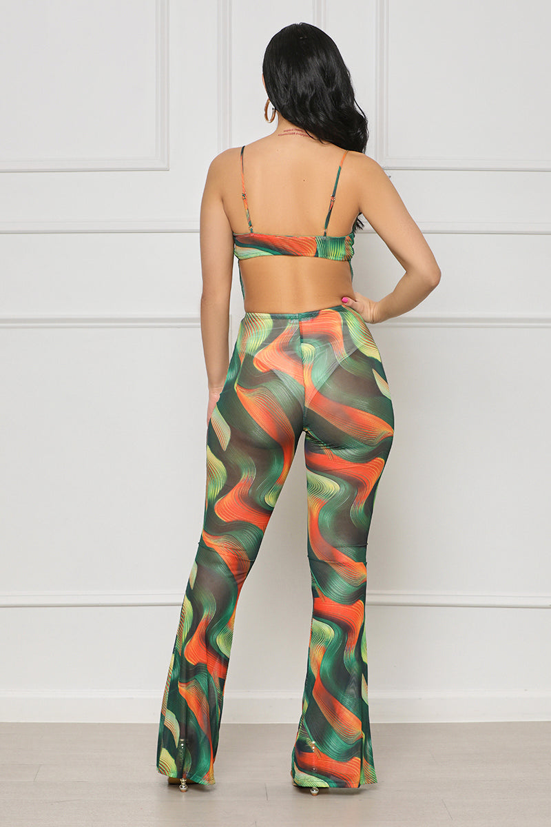 Exclusive Invite Mesh Pants Set (Green Multi) - Lilly's Kloset