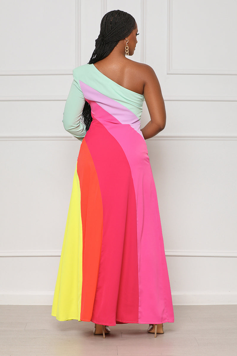 Brunching You One Shoulder Color Block Dress FINAL SALE – Lilly's Kloset