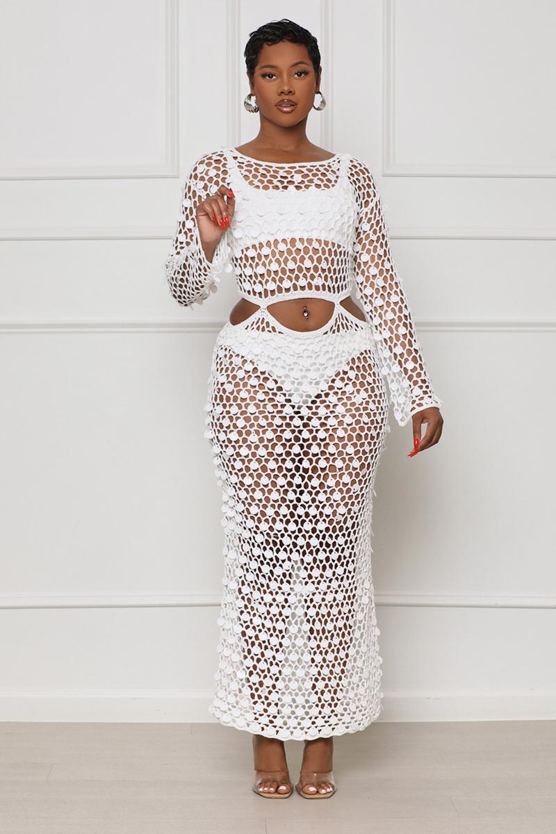 Moroccan Nights Crochet Cover Up (White) - Lilly's Kloset
