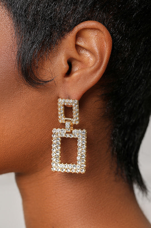 Rhinestone Geometric Drop Earrings - Lilly's Kloset