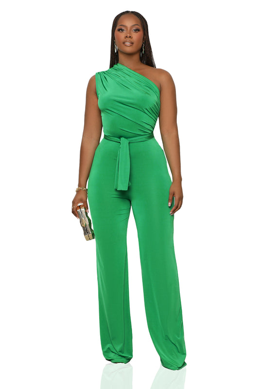 The Moment One Shoulder Jumpsuit (Green)