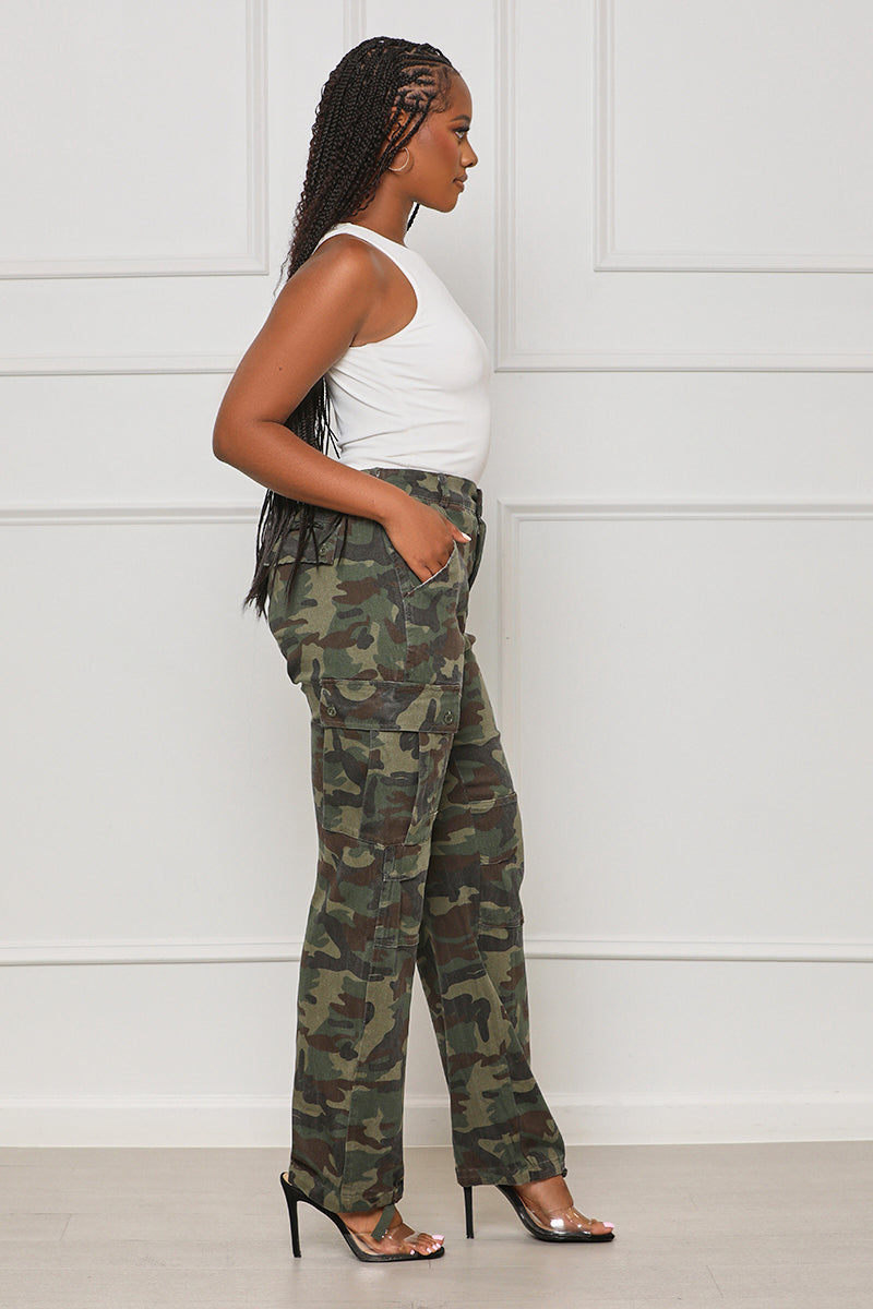 Can't Compete Cargo Pants (Green Multi) - Lilly's Kloset
