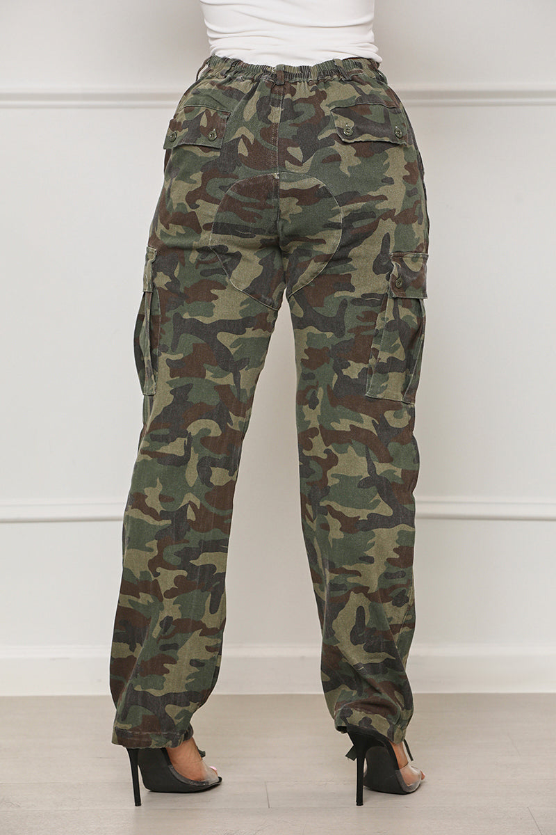 Can't Compete Cargo Pants (Green Multi) - Lilly's Kloset