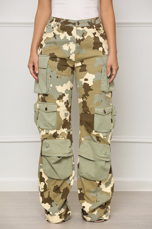 Weekend Chaos Cargo Pants (Tan Multi) - Lilly's Kloset