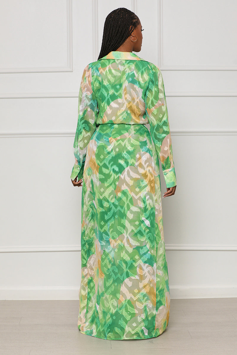 Smooth Talkin' Wrap Maxi Dress (Green Multi) - Lilly's Kloset